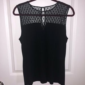 Ann Taylor Mesh Polka Dot Top